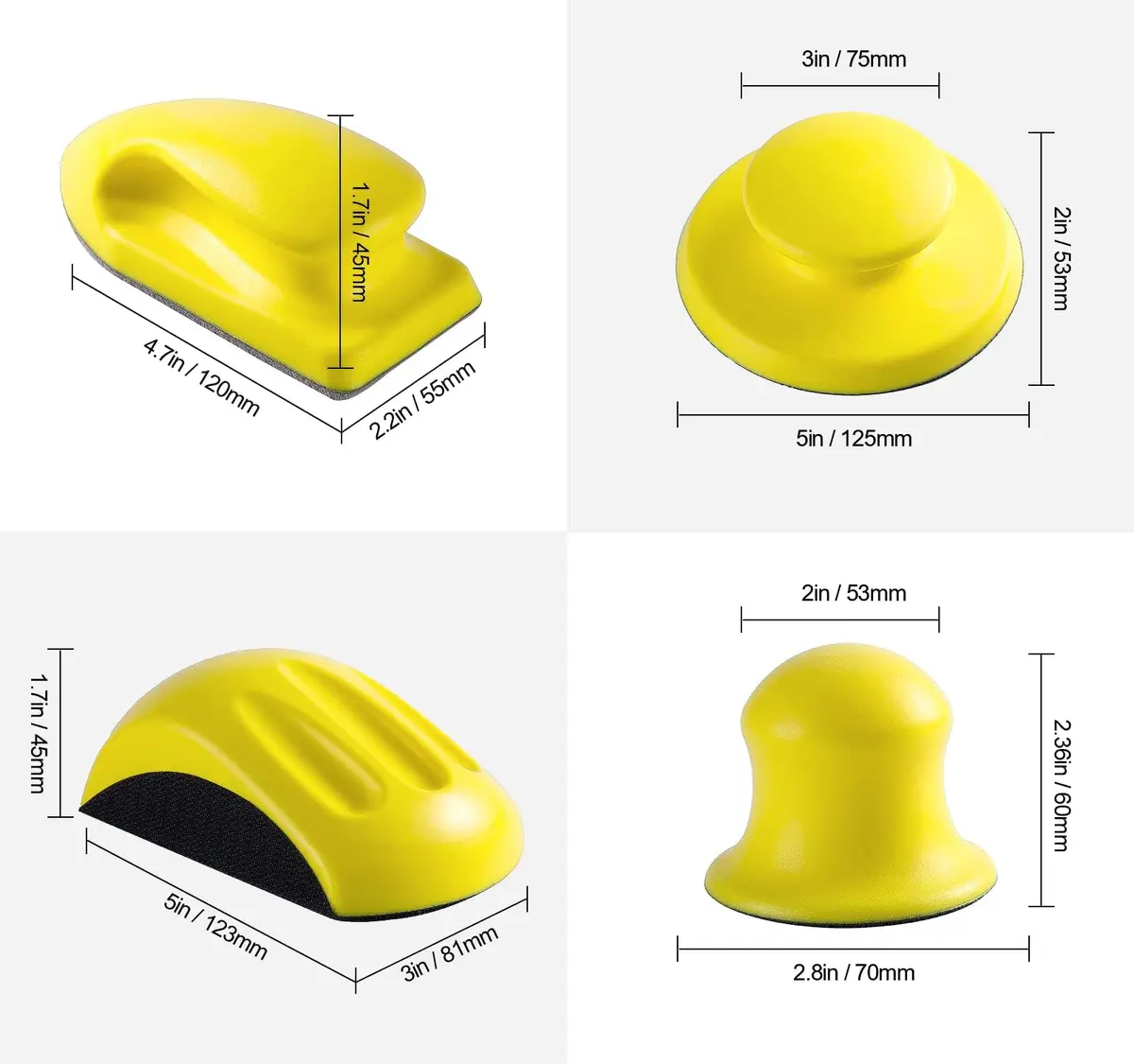 S SATC 4PCS Hook and Loop Sanding Block Set 5 Inch Round and Mouse Shapes | Versatile Sanding for Wood Furniture Restoration - view 3