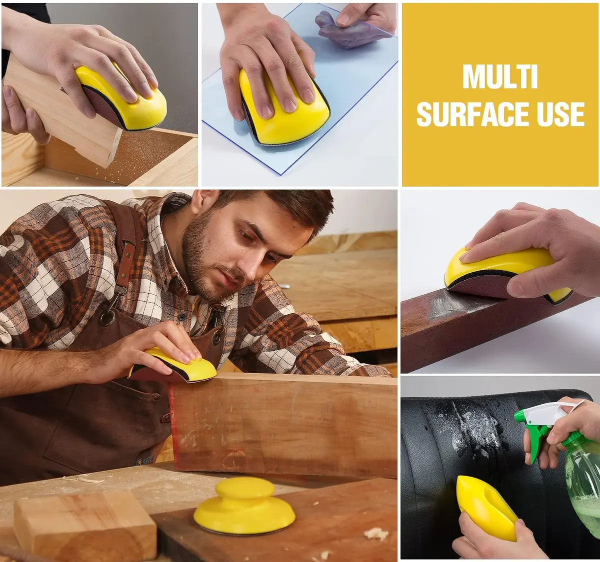S SATC 4PCS Hook and Loop Sanding Block Set 5 Inch Round and Mouse Shapes | Versatile Sanding for Wood Furniture Restoration - view 4