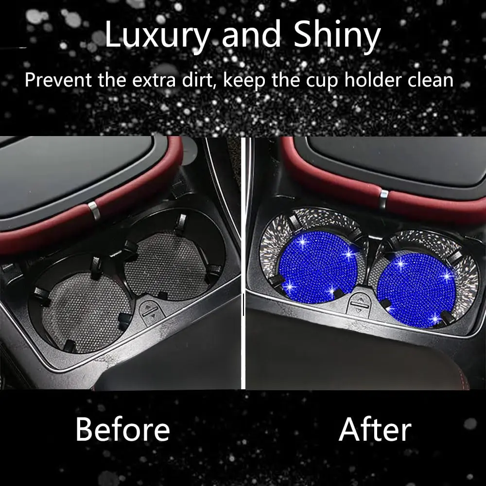 NBTEPEM Bling Car Cup Holder Coaster 2pcs | 2.75 inch Rhinestone Car Decor (70-120 chars) - view 6