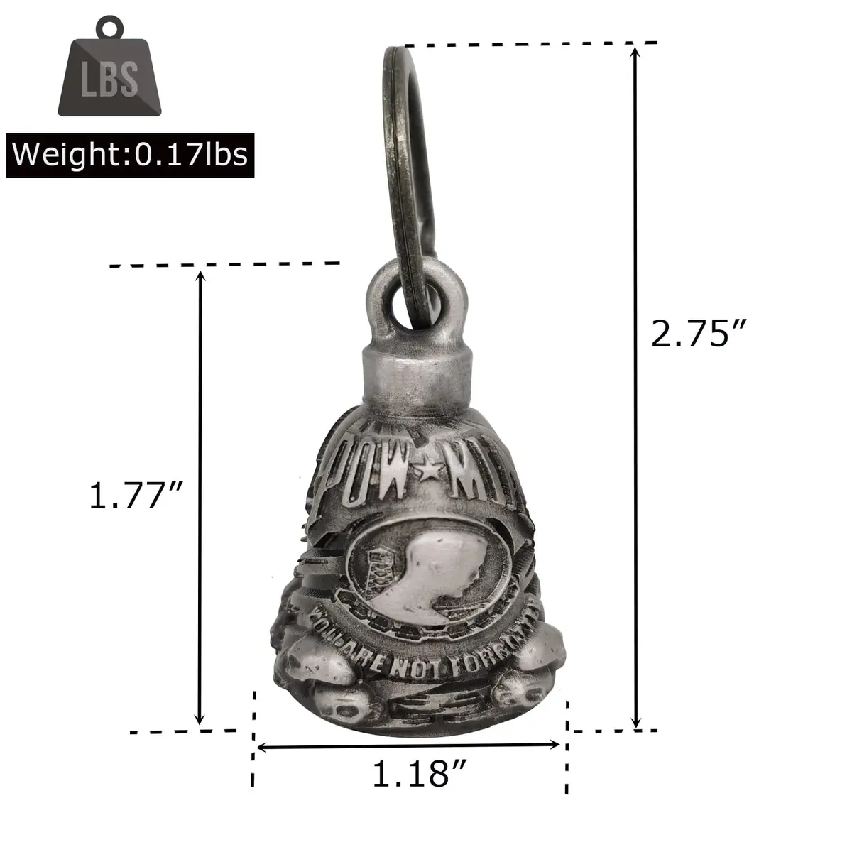 Dream Apparel Motorcycle Ride Bell for Bikers, Heavy Spirit Keychain & Lucky Charm (DBL9-L POW MIA) - view 2
