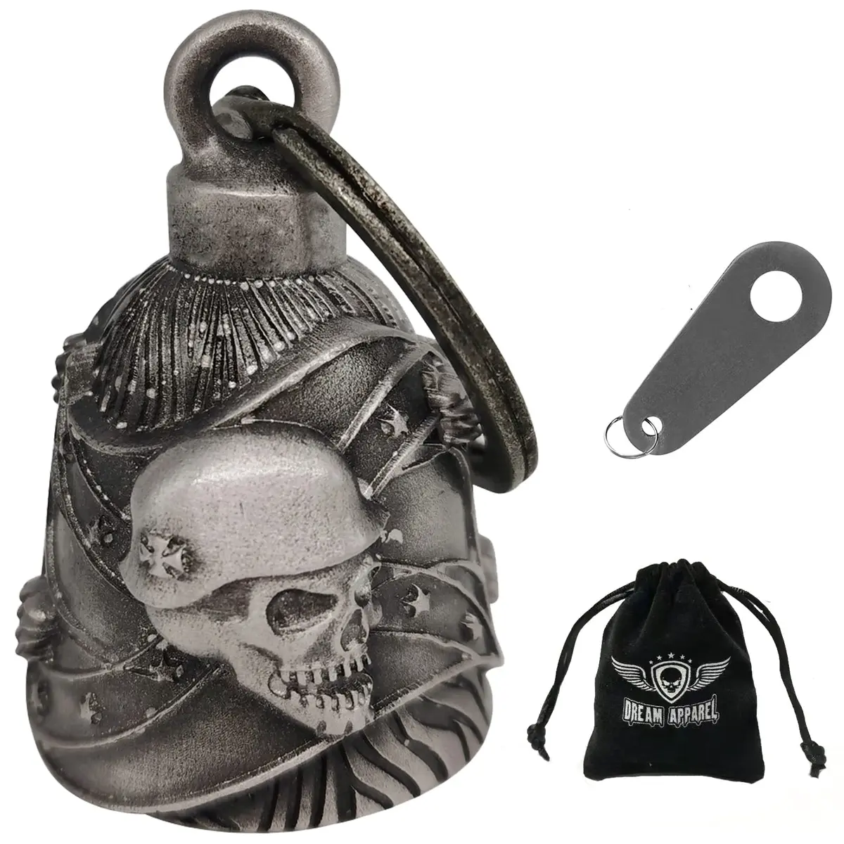 Dream Apparel Motorcycle Ride Bell for Bikers, Heavy Spirit Keychain & Lucky Charm (DBL13-L Rebel) - main product image