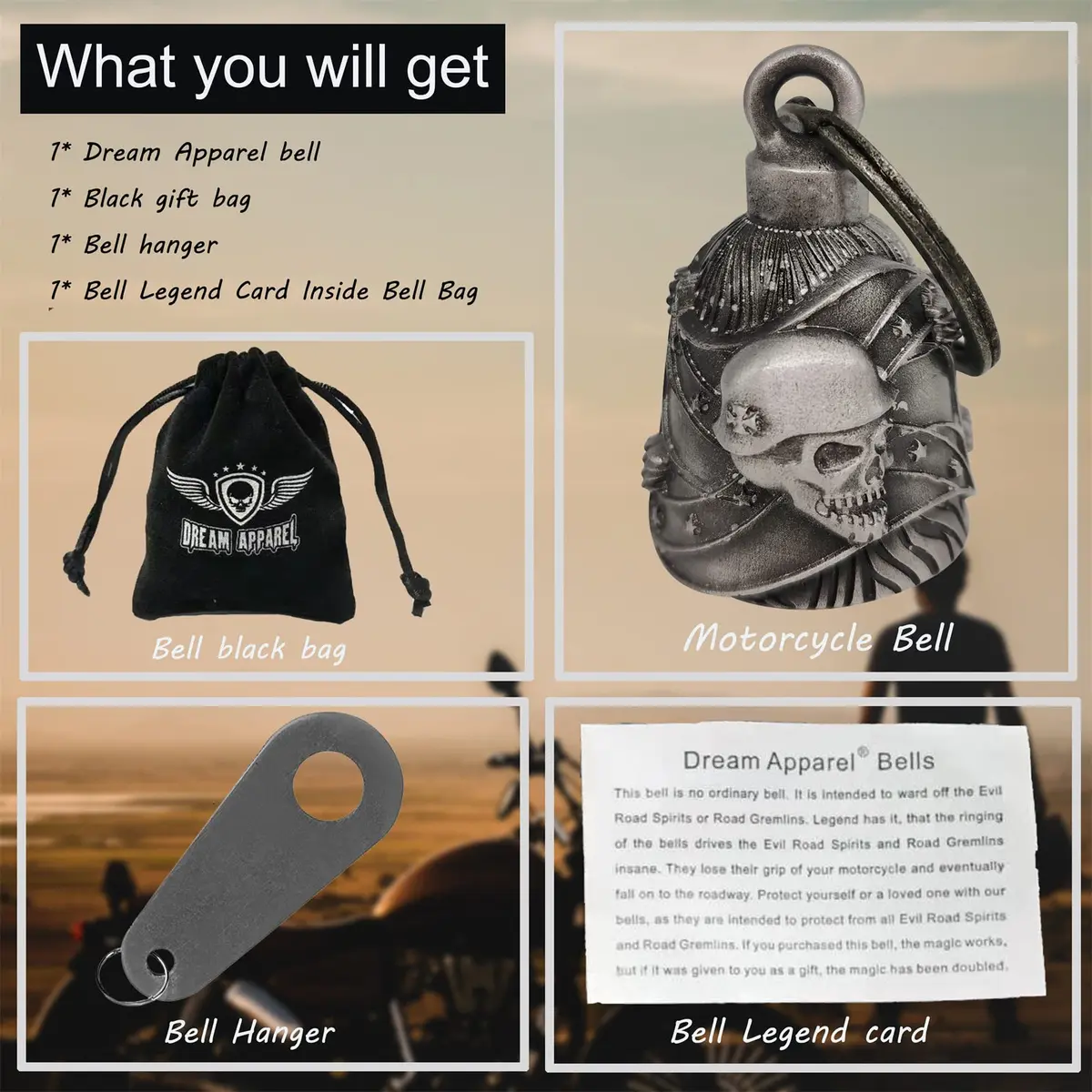 Dream Apparel Motorcycle Ride Bell for Bikers, Heavy Spirit Keychain & Lucky Charm (DBL13-L Rebel) - view 5
