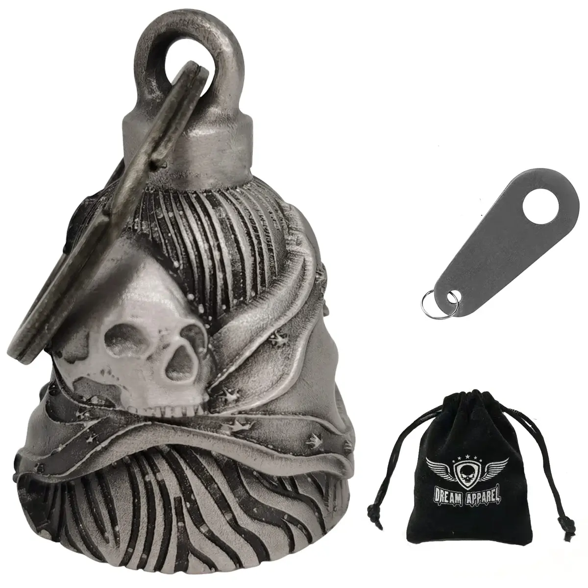 Dream Apparel Motorcycle Ride Bell for Bikers, Heavy Spirit Keychain & Lucky Charm (DBL17-L Rebel) | Unique 3D Design, Heavy Alloy, Multi-Use - main product image