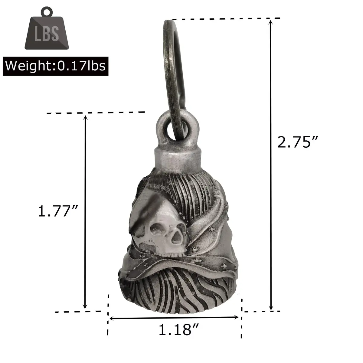 Dream Apparel Motorcycle Ride Bell for Bikers, Heavy Spirit Keychain & Lucky Charm (DBL17-L Rebel) | Unique 3D Design, Heavy Alloy, Multi-Use - view 2