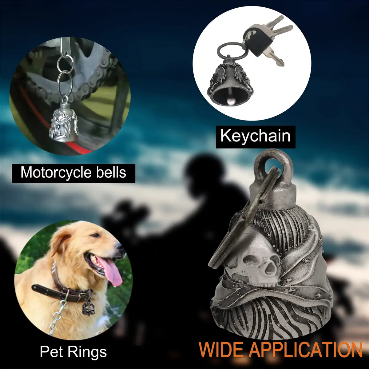 Dream Apparel Motorcycle Ride Bell for Bikers, Heavy Spirit Keychain & Lucky Charm (DBL17-L Rebel) | Unique 3D Design, Heavy Alloy, Multi-Use - view 4