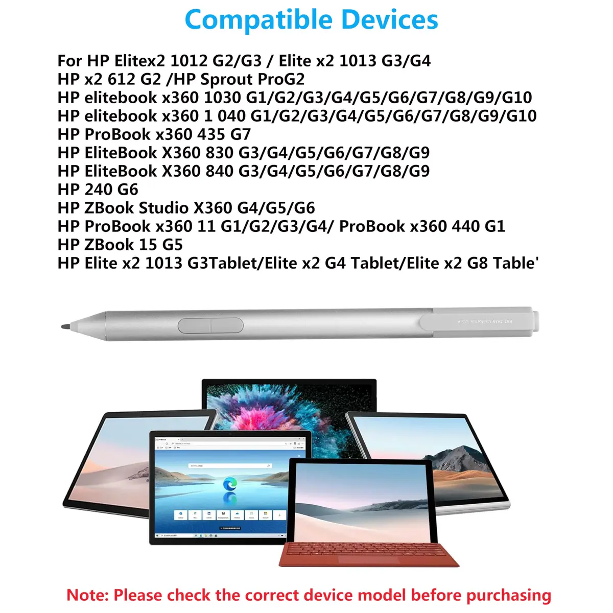 MITATTOK Silver Input Pen for HP Elite x2 1012 G1 G2, Elitebook 1030 G2, X360 1030 G2 | Compatible with HP EliteBook x360 1030 G2 - view 2