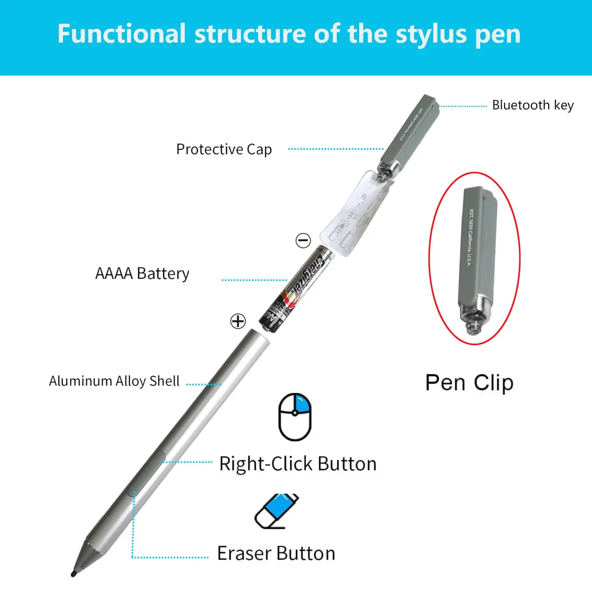 MITATTOK Silver Input Pen for HP Elite x2 1012 G1 G2, Elitebook 1030 G2, X360 1030 G2 | Compatible with HP EliteBook x360 1030 G2 - view 4