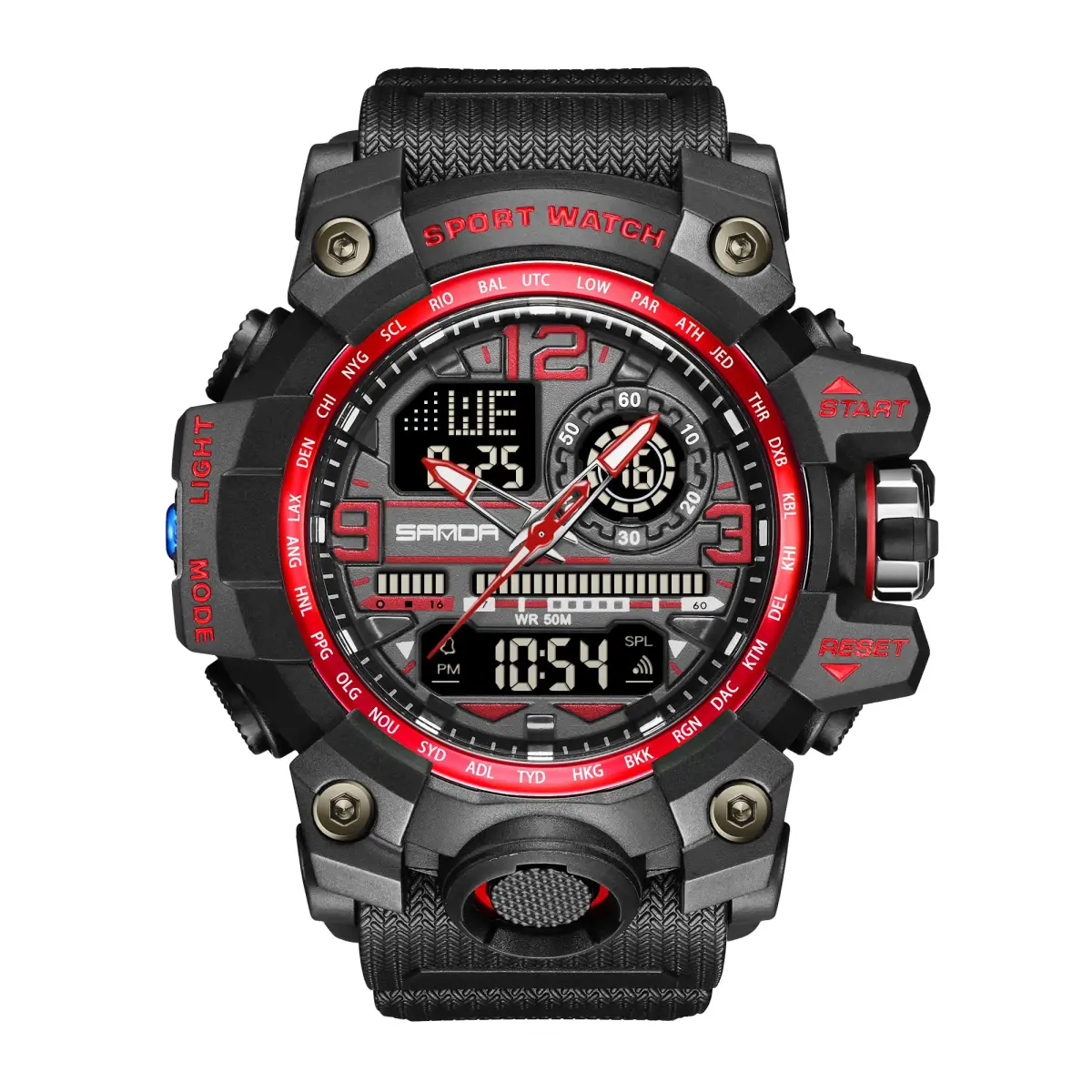 KXAITO Men's Sports Watch 58mm (2.28") | Military Style Analog-Digital Watch with LED, Alarm & Stopwatch - main product image