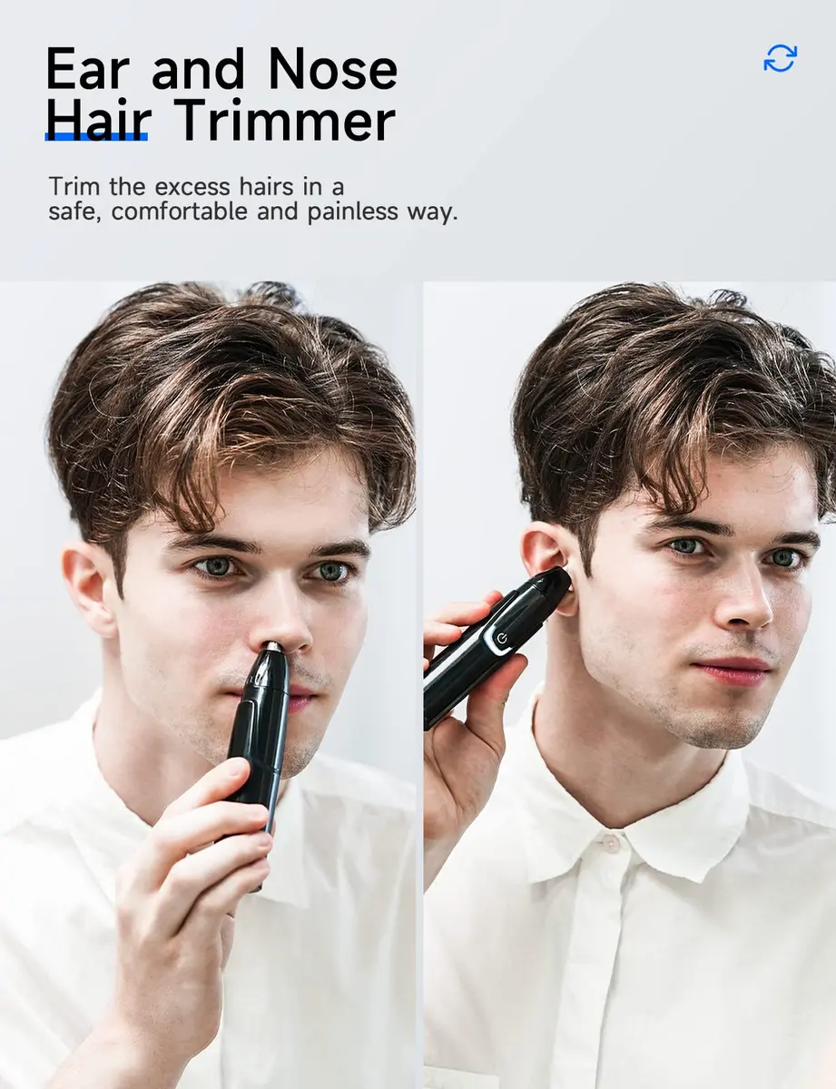 ZORAMI Rechargeable Ear and Nose Hair Trimmer - 2026 Professional Painless Eyebrow & Facial Hair Trimmer for Men Women, Powerful Motor and Dual-Edge Blades for Smoother Cutting Black - view 3