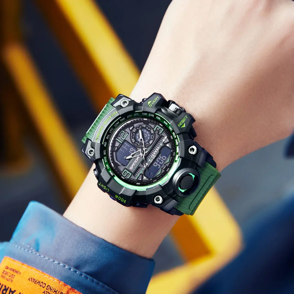 KXAITO Men's Military Sports Watch 58mm (2.28") | Dual Time Analog Digital Green - view 5