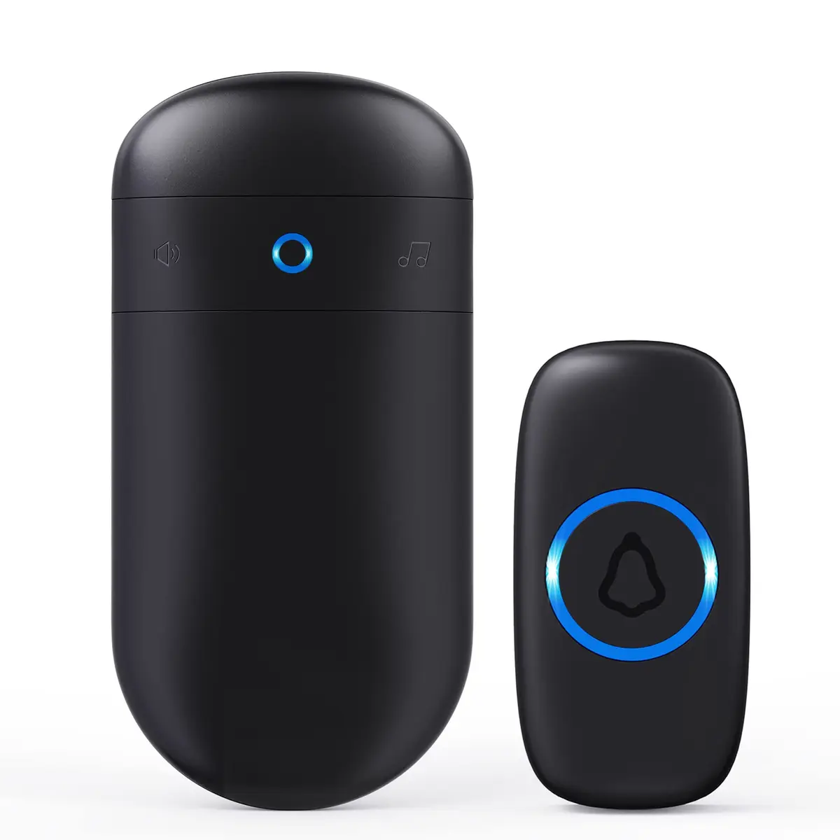SECRUI Wireless Doorbell Kit with 1000ft Range & 58 Chimes | Black, 1 Receiver 1 Push Button - main product image