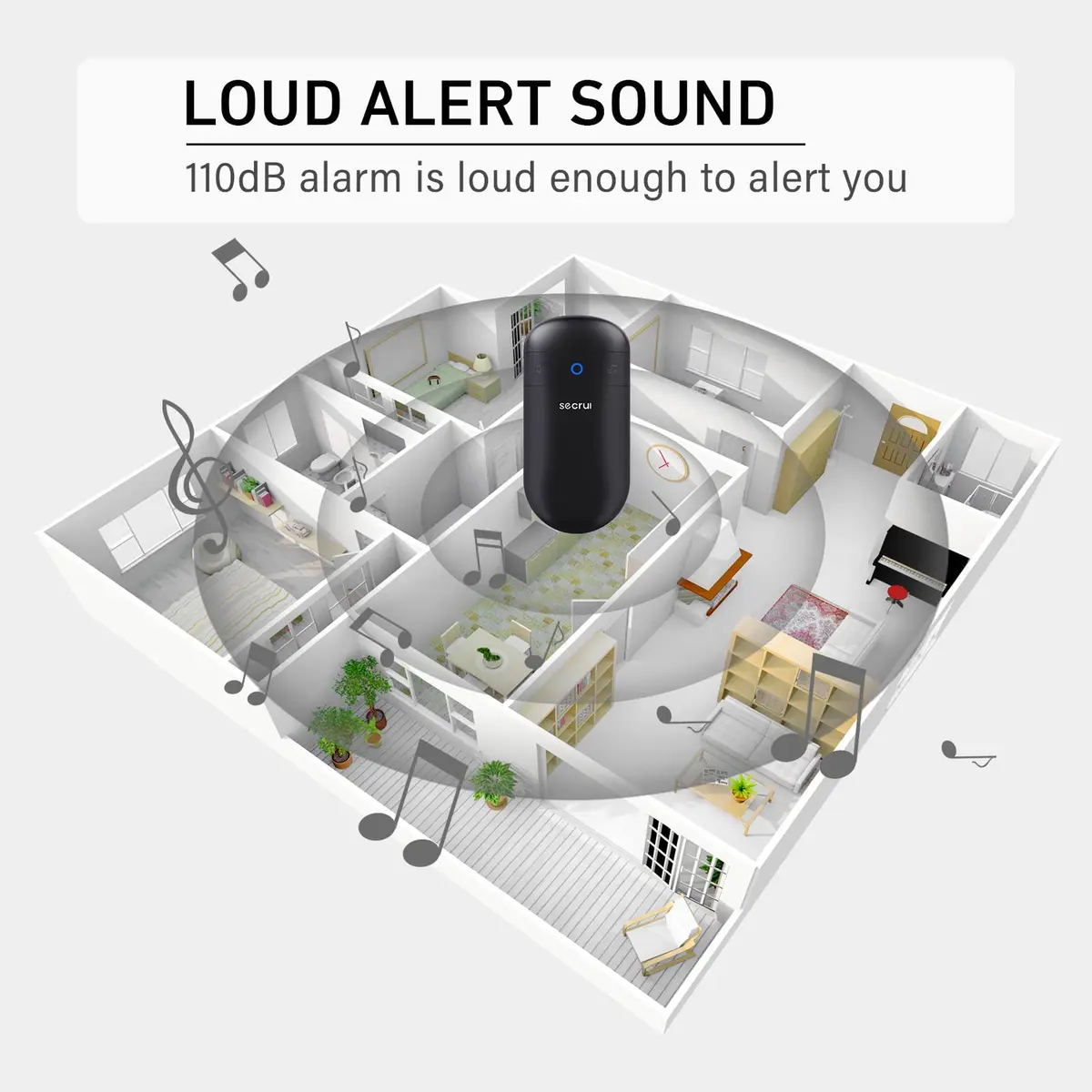 SECRUI Wireless Doorbell Kit with 1000ft Range & 58 Chimes | Black, 1 Receiver 1 Push Button - view 4