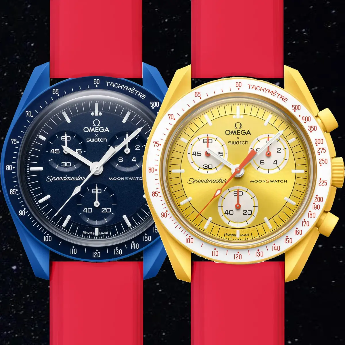 Ocdin Red Silicone Watch Band for Omega X Swatch Moonswatch Speedmaster 20mm | Quick Release - view 3