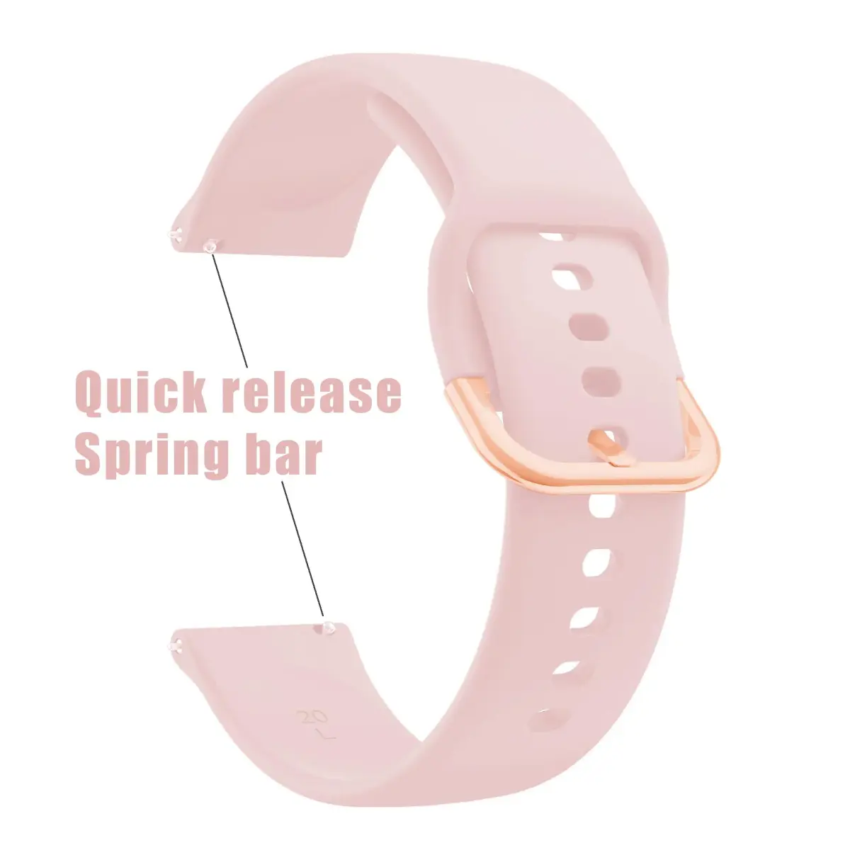 Ocdin Pink Silicone Watch Band for Omega x Swatch Moonswatch 20mm | Quick Release Strap - view 2