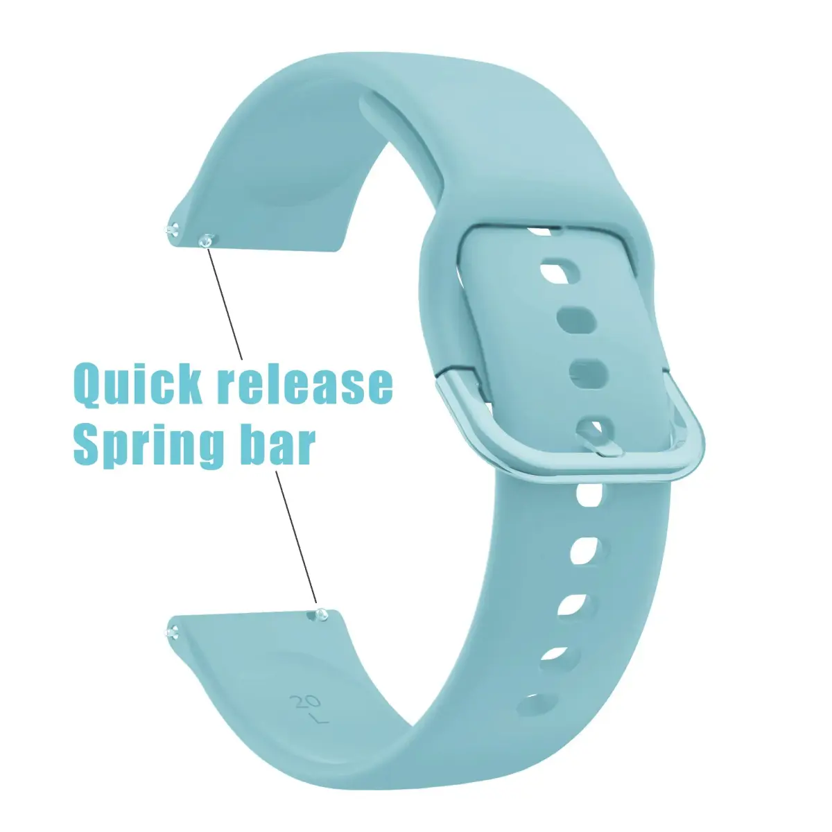 Ocdin Light Blue Watch Band for Omega X Swatch Moonswatch 20mm | Quick Release Silicone Strap - view 2