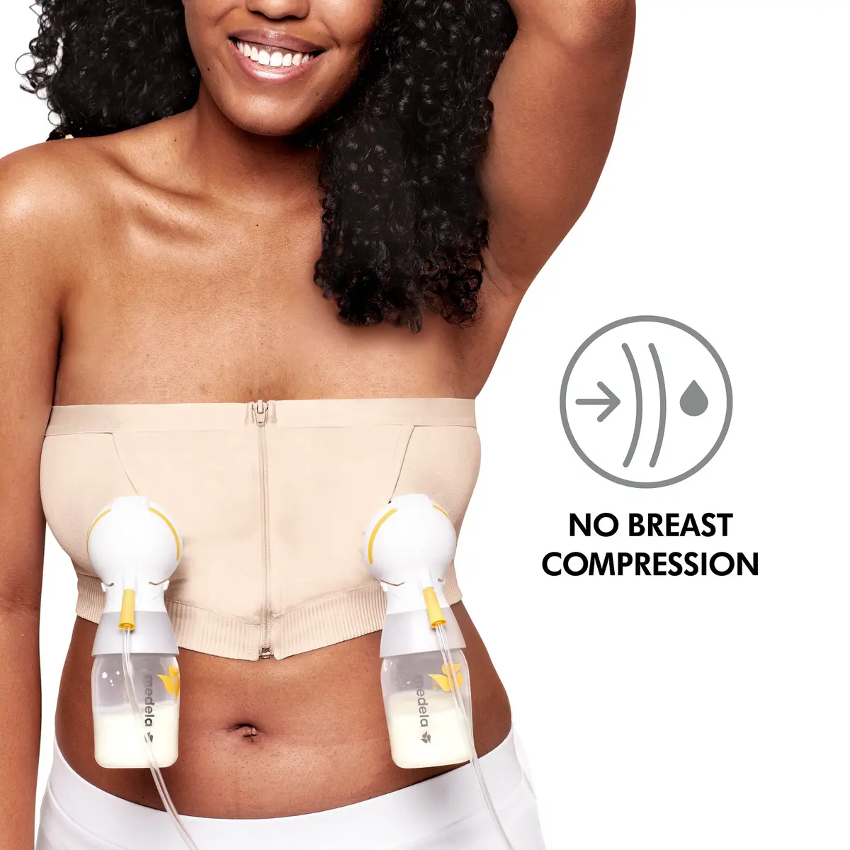 Medela Pumping Bustier for Hands-Free Pumping | Chai, Small | Supportive, Comfortable & Compatible with Medela Pumps - view 4
