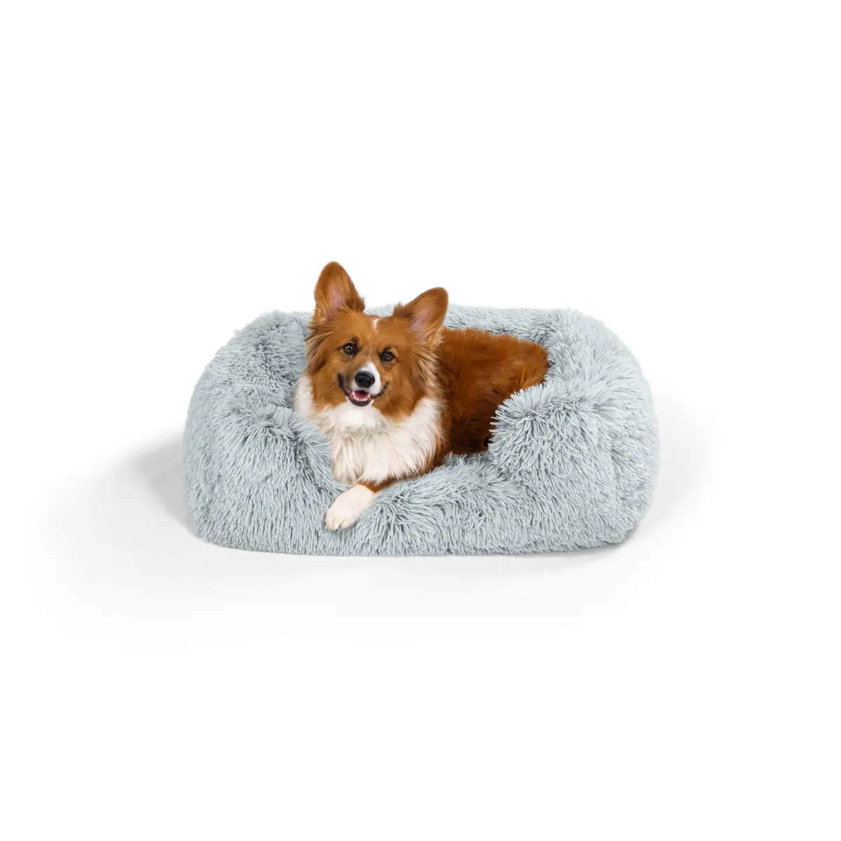 Best Friends by Sheri Lounge Shag Dog Bed, Faux Fur, Frost, 30" x 20" | Supportive & Washable Comfort - main product image