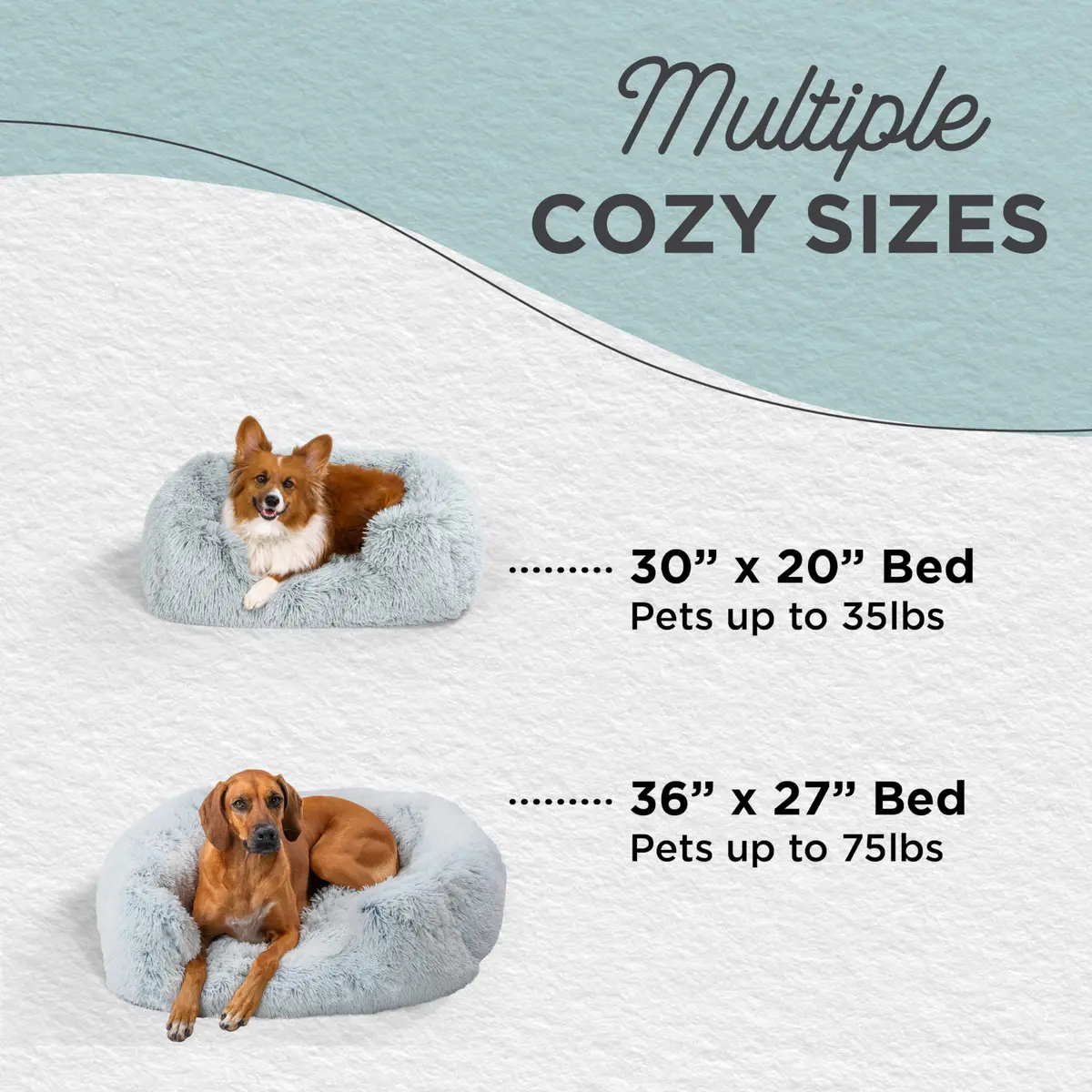 Best Friends by Sheri Lounge Shag Dog Bed, Faux Fur, Frost, 30" x 20" | Supportive & Washable Comfort - view 5