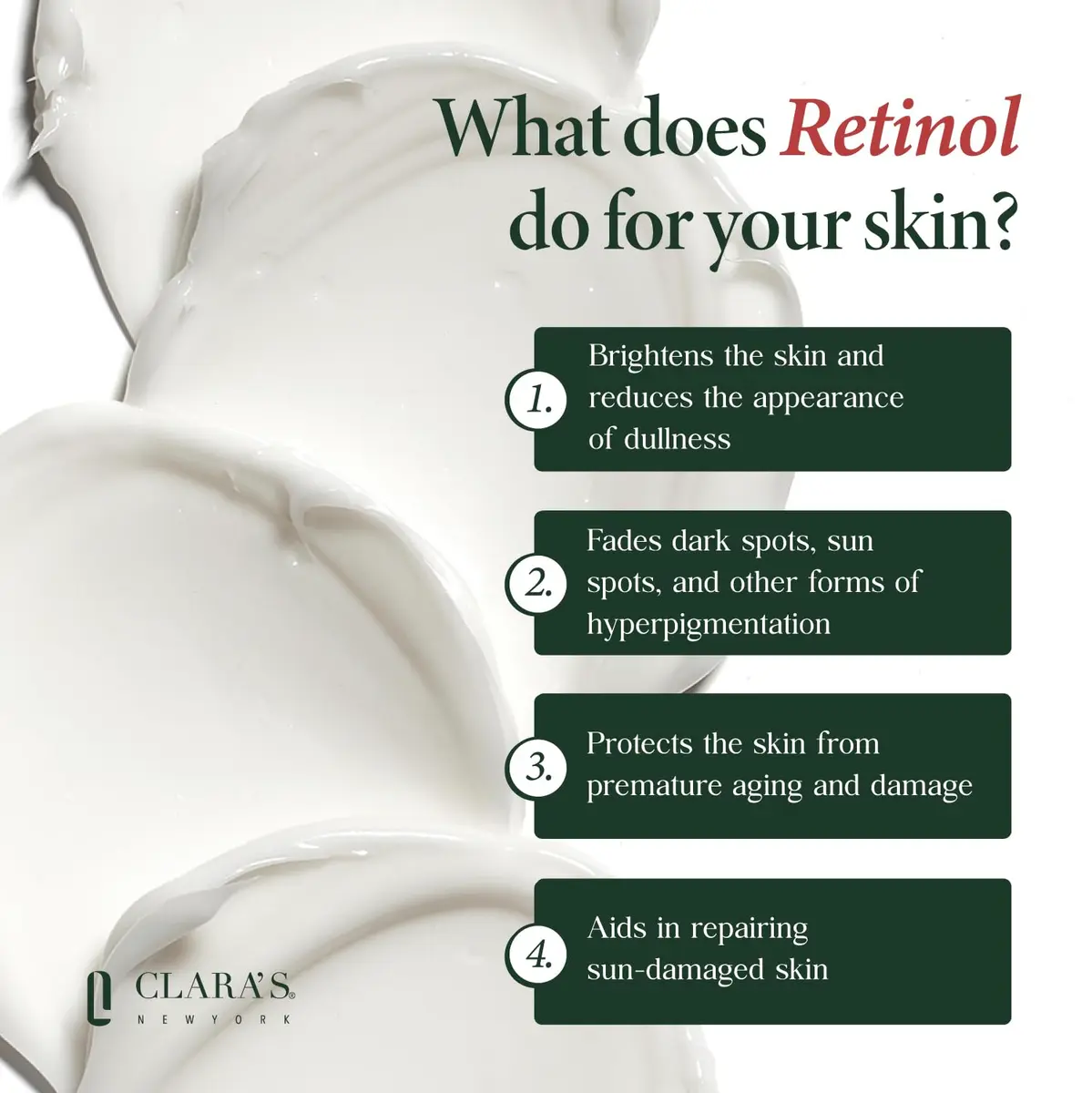 CLARA'S NEW YORK Youth Renewal Retinol Facial Cream 50ml | Anti-Aging, Wrinkle Reduction, Deep Hydration, Made in USA - view 2