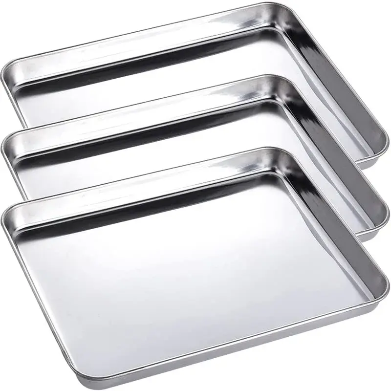 LabAider Professional Medical Surgical Stainless Steel Dental Procedure Tray 26 cm (10.5") x 20 cm (8.0") x 2.5 cm (1.0") | 3-Pack Lab Instrument Tools Trays - main product image