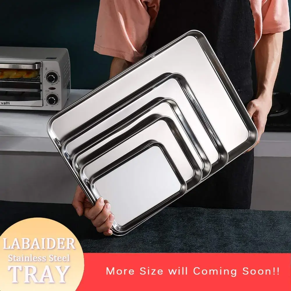 LabAider Professional Medical Surgical Stainless Steel Dental Procedure Tray 26 cm (10.5") x 20 cm (8.0") x 2.5 cm (1.0") | 3-Pack Lab Instrument Tools Trays - view 6