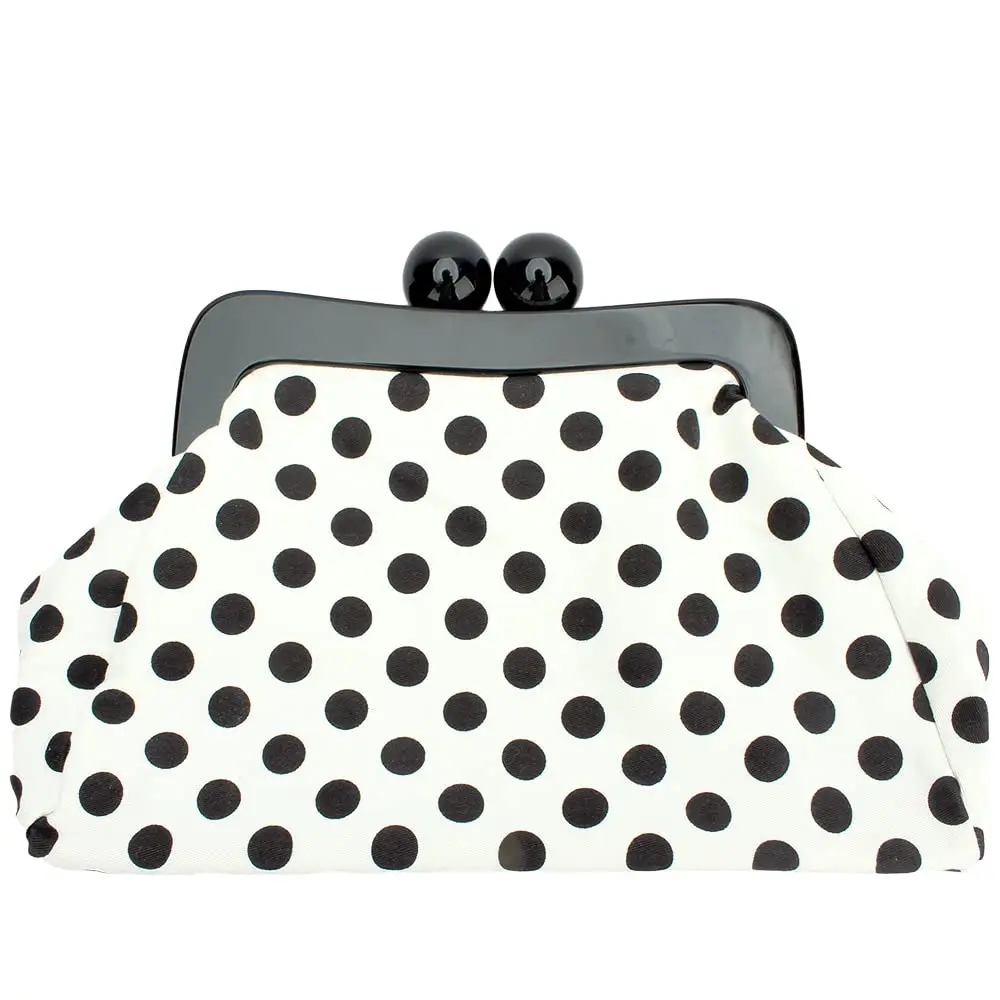Menurra Polka Dot Evening Bag Clutch Purse for Women Wedding Party Handbag (white) | Vintage French Style - main product image