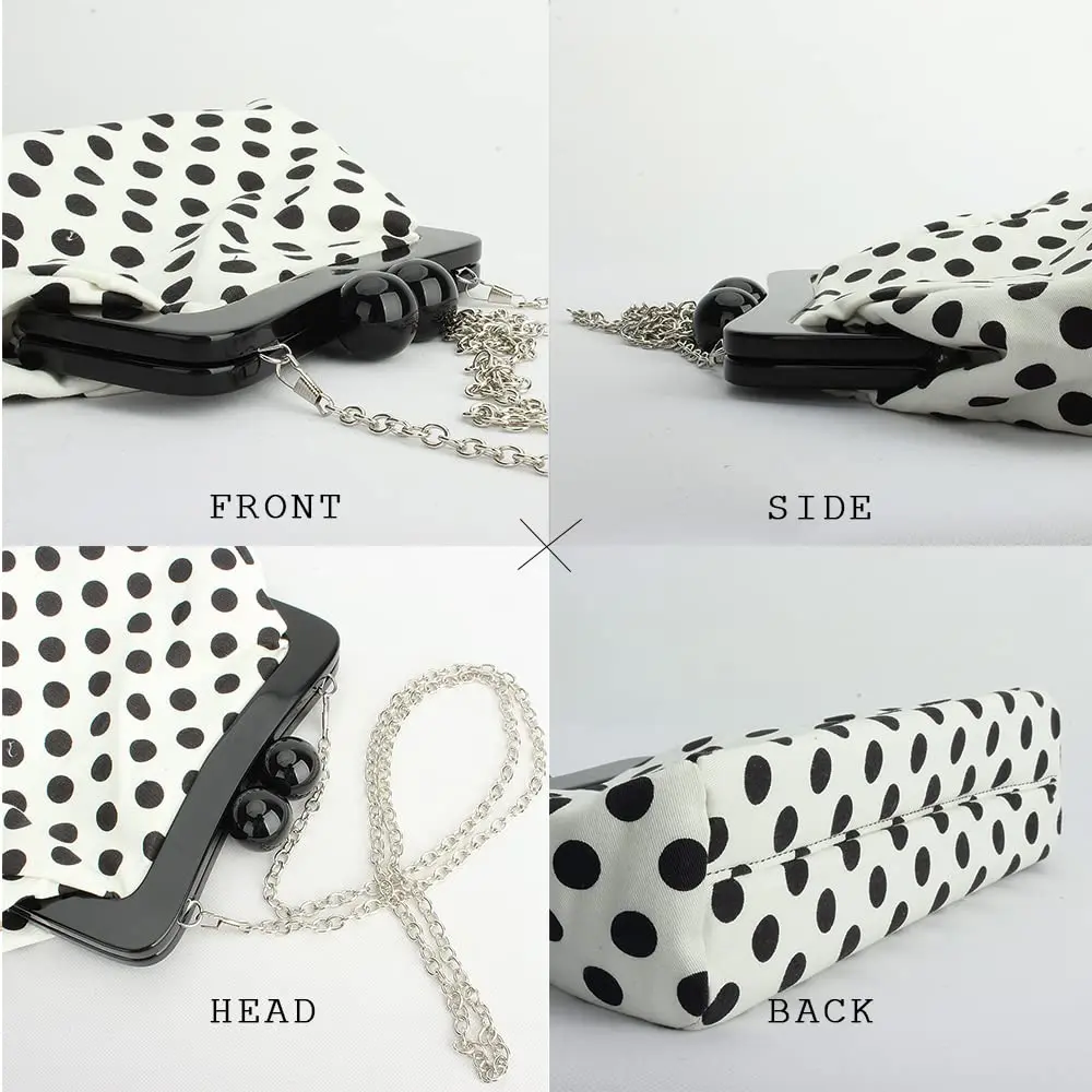 Menurra Polka Dot Evening Bag Clutch Purse for Women Wedding Party Handbag (white) | Vintage French Style - view 5