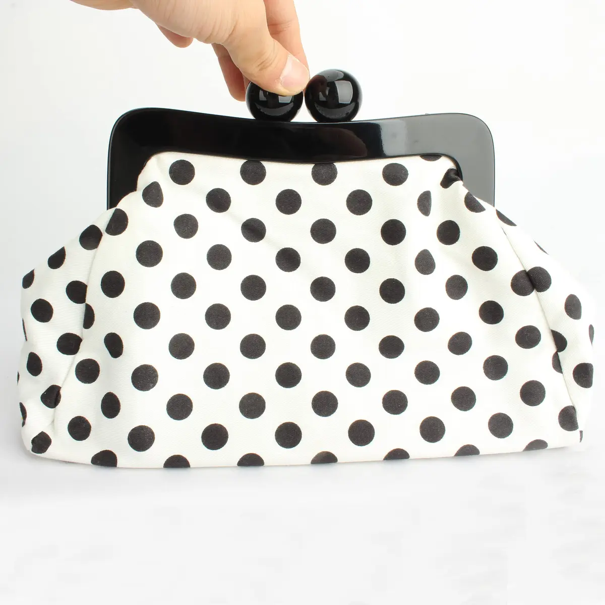 Menurra Polka Dot Evening Bag Clutch Purse for Women Wedding Party Handbag (white) | Vintage French Style - view 2