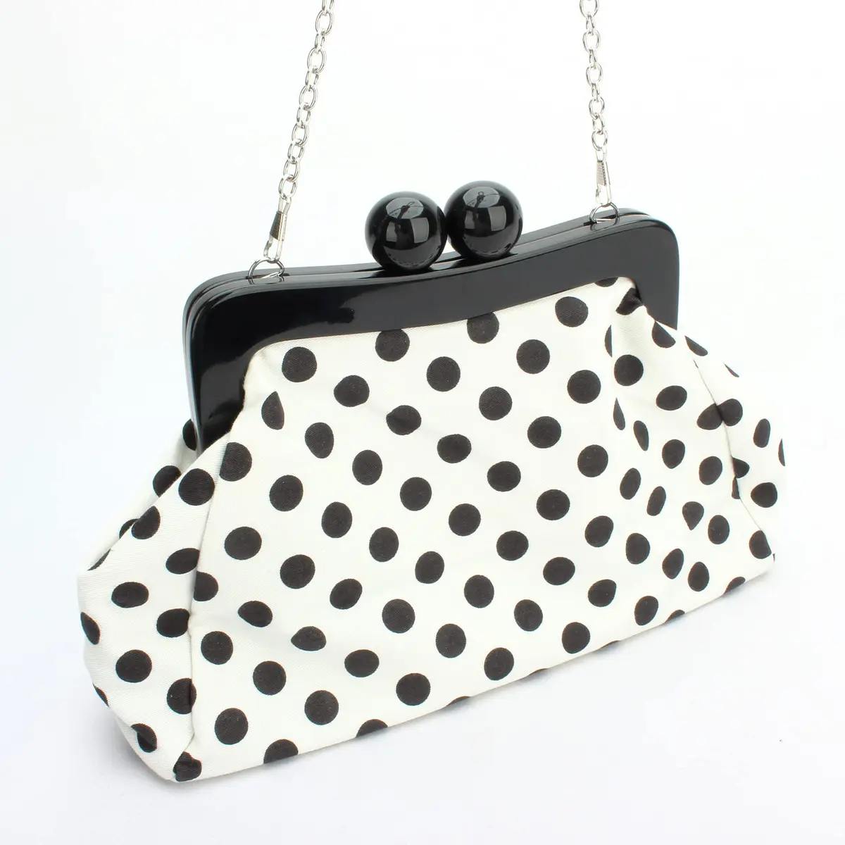 Menurra Polka Dot Evening Bag Clutch Purse for Women Wedding Party Handbag (white) | Vintage French Style - view 3