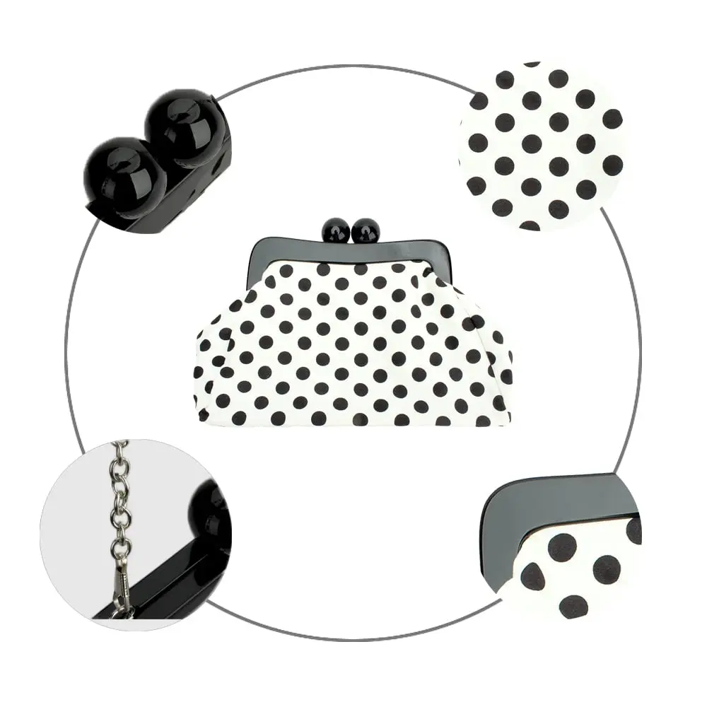 Menurra Polka Dot Evening Bag Clutch Purse for Women Wedding Party Handbag (white) | Vintage French Style - view 4