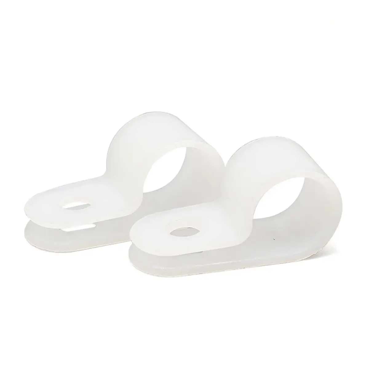 Teansic 100Pcs White Nylon R-Type Cable Clamps 3/4 Inch | Durable, Reusable Wire Organizer for Electrical Management - main product image