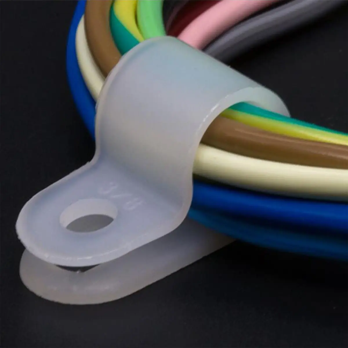 Teansic 100Pcs White Nylon R-Type Cable Clamps 3/4 Inch | Durable, Reusable Wire Organizer for Electrical Management - view 5