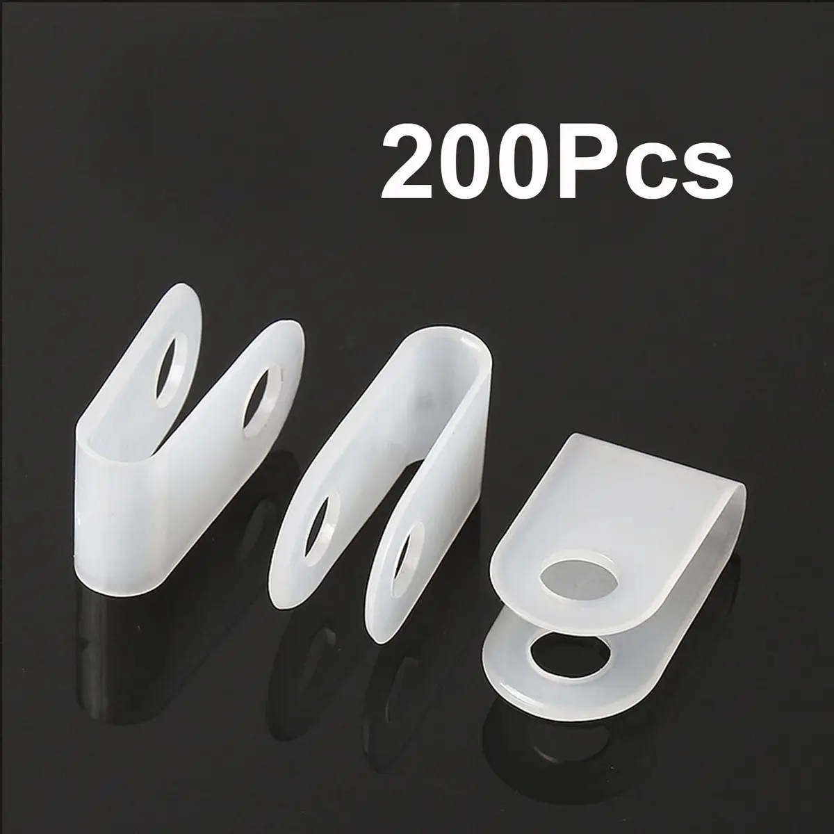 Teansic 100Pcs White Nylon R-Type Cable Clamps 3/4 Inch | Durable, Reusable Wire Organizer for Electrical Management - view 7