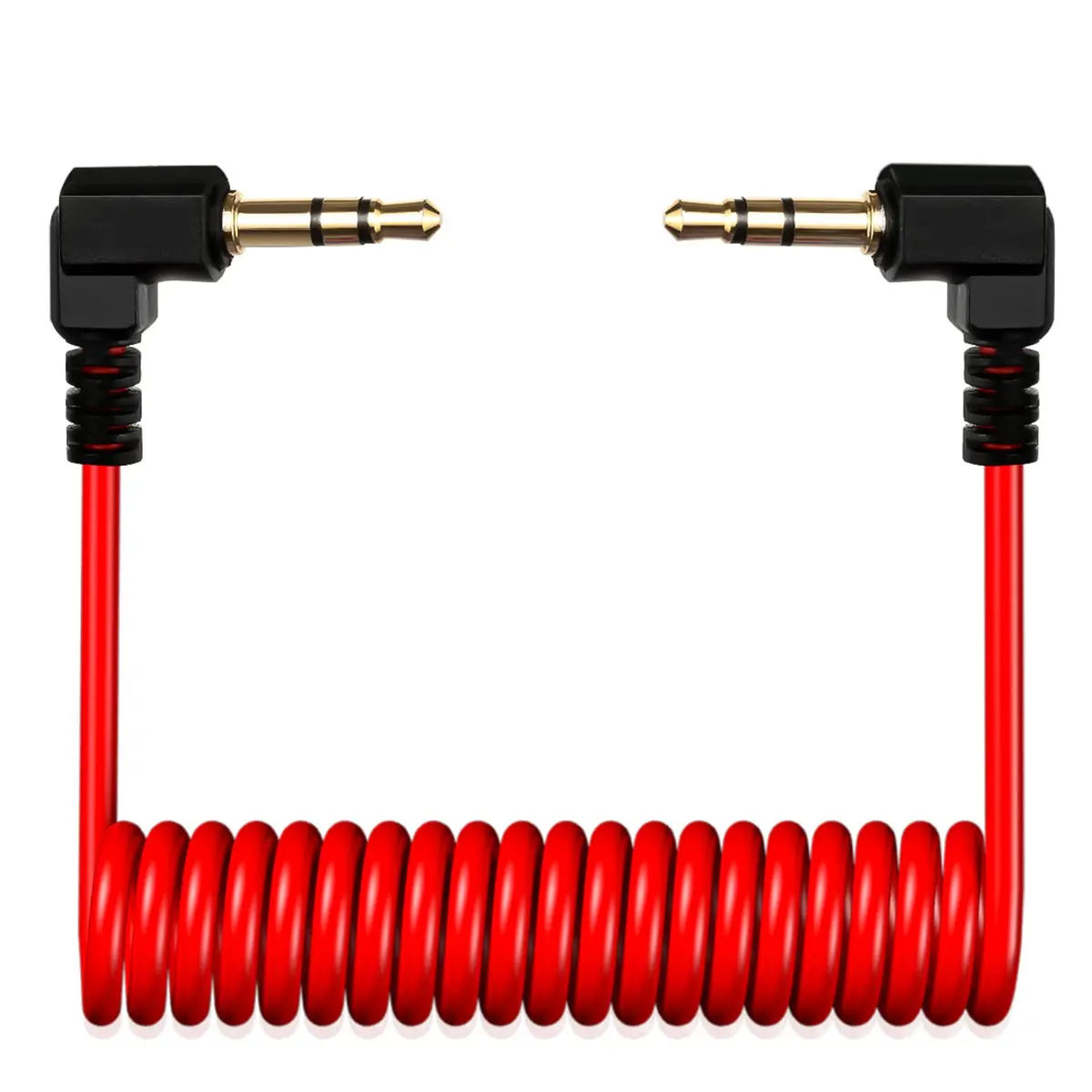 COCOMK Coiled 3.5mm TRS to TRS Microphone Patch Cable 80cm (32") Red | High Fidelity Sound for Cameras & Audio Devices - main product image