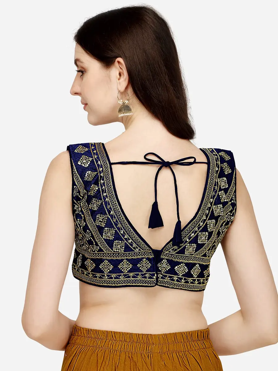 Pujia Mills Ladies Silk Sequin Sari Blouse V-Neck Padded 38 (100g) - view 2