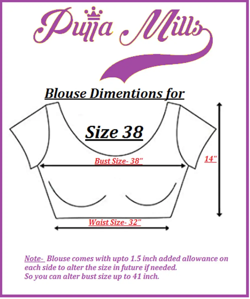 Pujia Mills Ladies Silk Sequin Sari Blouse 38 (96.52 cm) | Red V-Neck Padded Blouse with Zari Embroidery - view 7