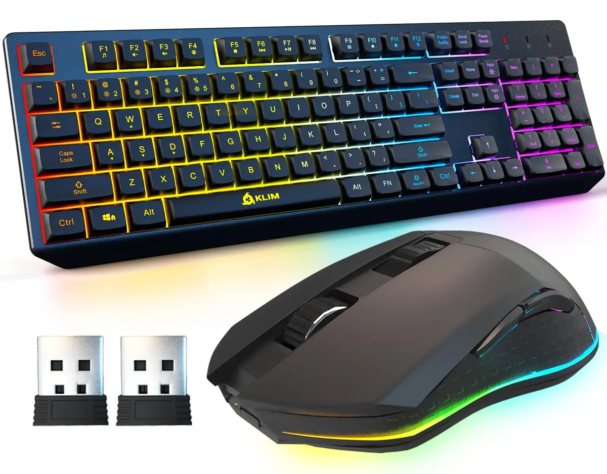 KLIM Chroma Wireless Gaming Keyboard and Mouse Bundle, US Layout, Backlit RGB | Dual-Dongle, Rechargeable, Durable - main product image