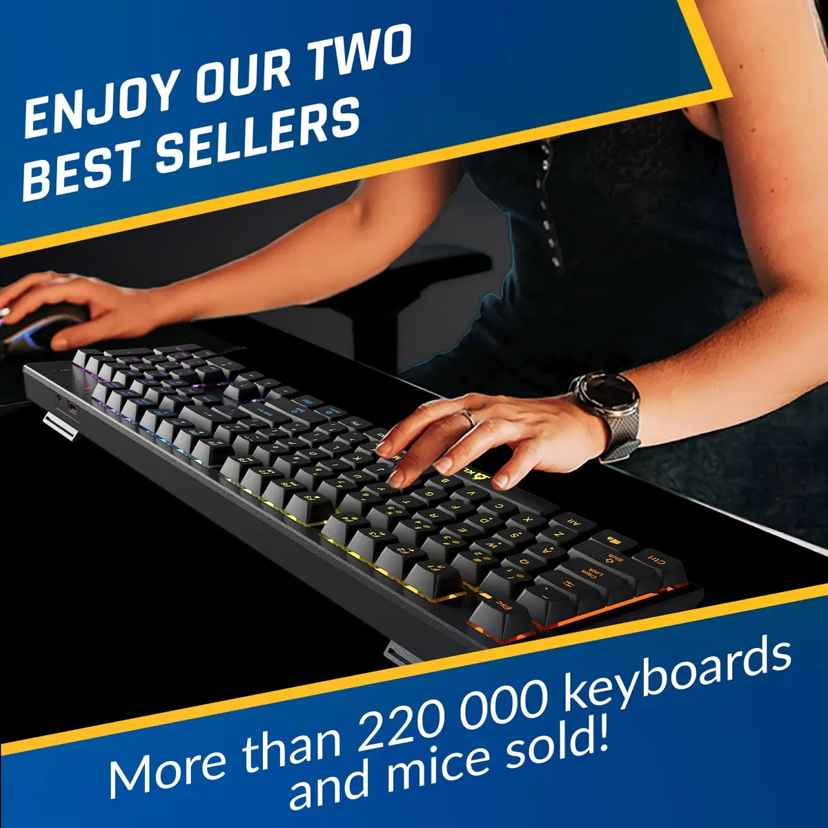 KLIM Chroma Wireless Gaming Keyboard and Mouse Bundle, US Layout, Backlit RGB | Dual-Dongle, Rechargeable, Durable - view 6