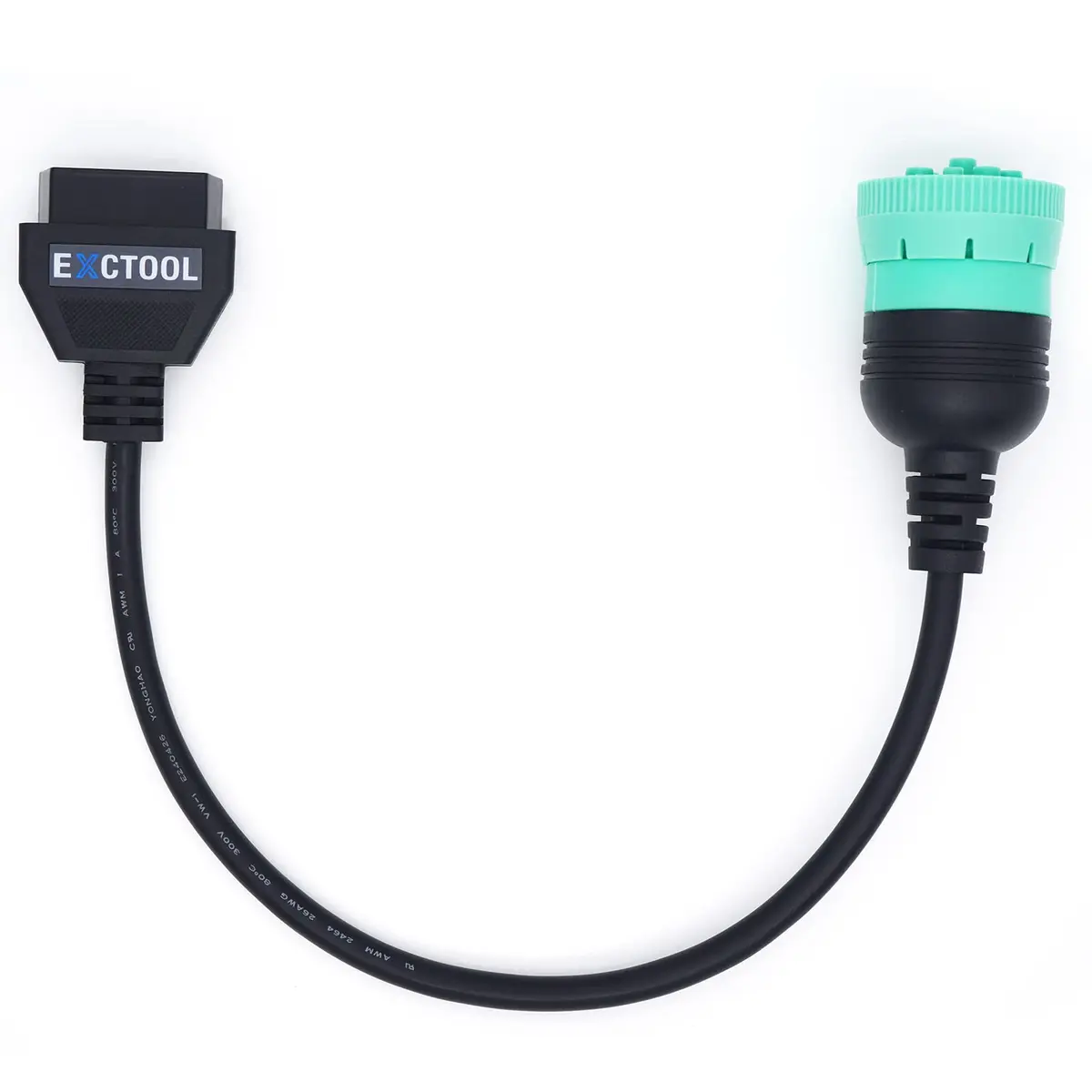 Exctool Vehicle Scan Tool Adapter for Heavy Duty Trucks | J1939 to OBD2, 9 Pin Green Connector (70-120c) - view 2