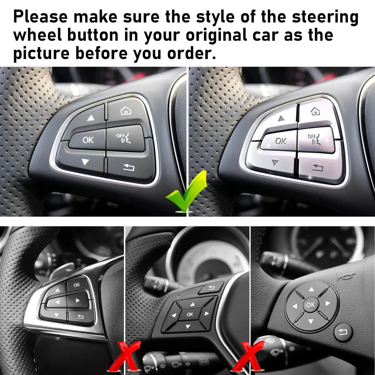 Moonlinks Steering Wheel Button Trim Stickers 12-Pack | Chrome-Plated ABS for Mercedes Benz C V GLC Class - view 7
