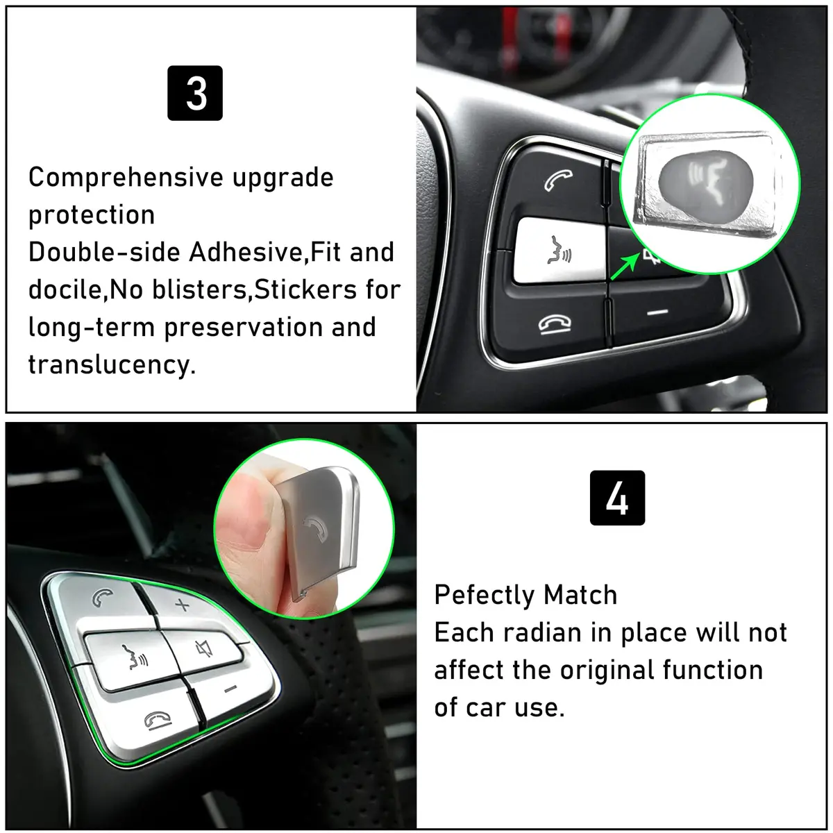 Moonlinks Steering Wheel Button Trim Stickers 12-Pack | Chrome-Plated ABS for Mercedes Benz C V GLC Class - view 4