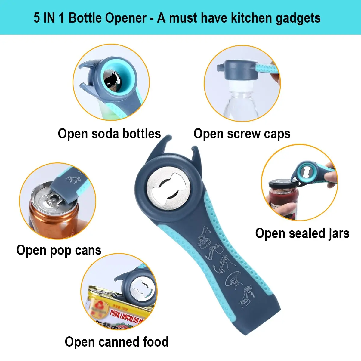 Otstar Jar Opener for Weak Hands | 5-in-1 Bottle & Jar Opener for Seniors & Arthritis - view 6