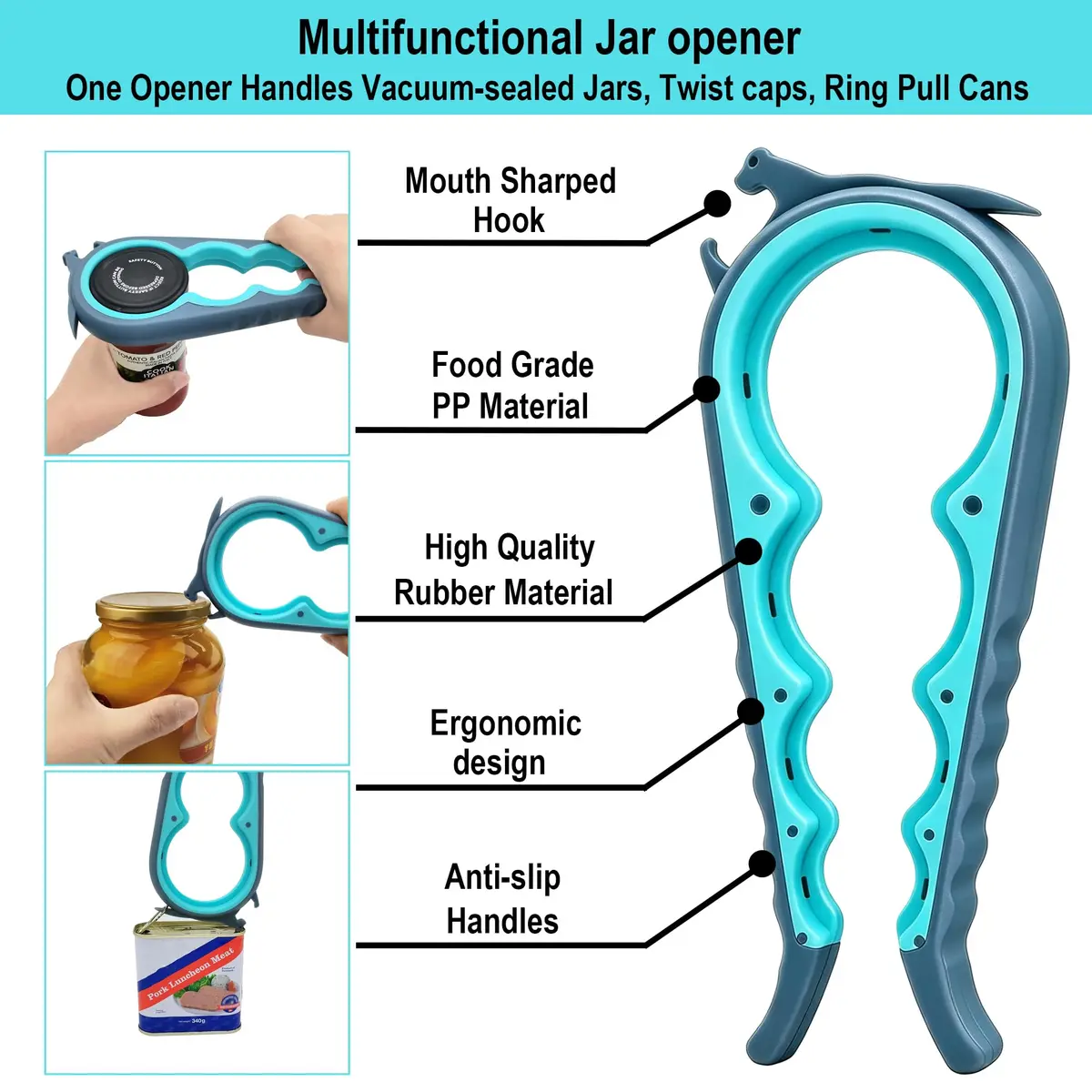 Otstar Jar Opener for Weak Hands | 5-in-1 Bottle & Jar Opener for Seniors & Arthritis - view 2