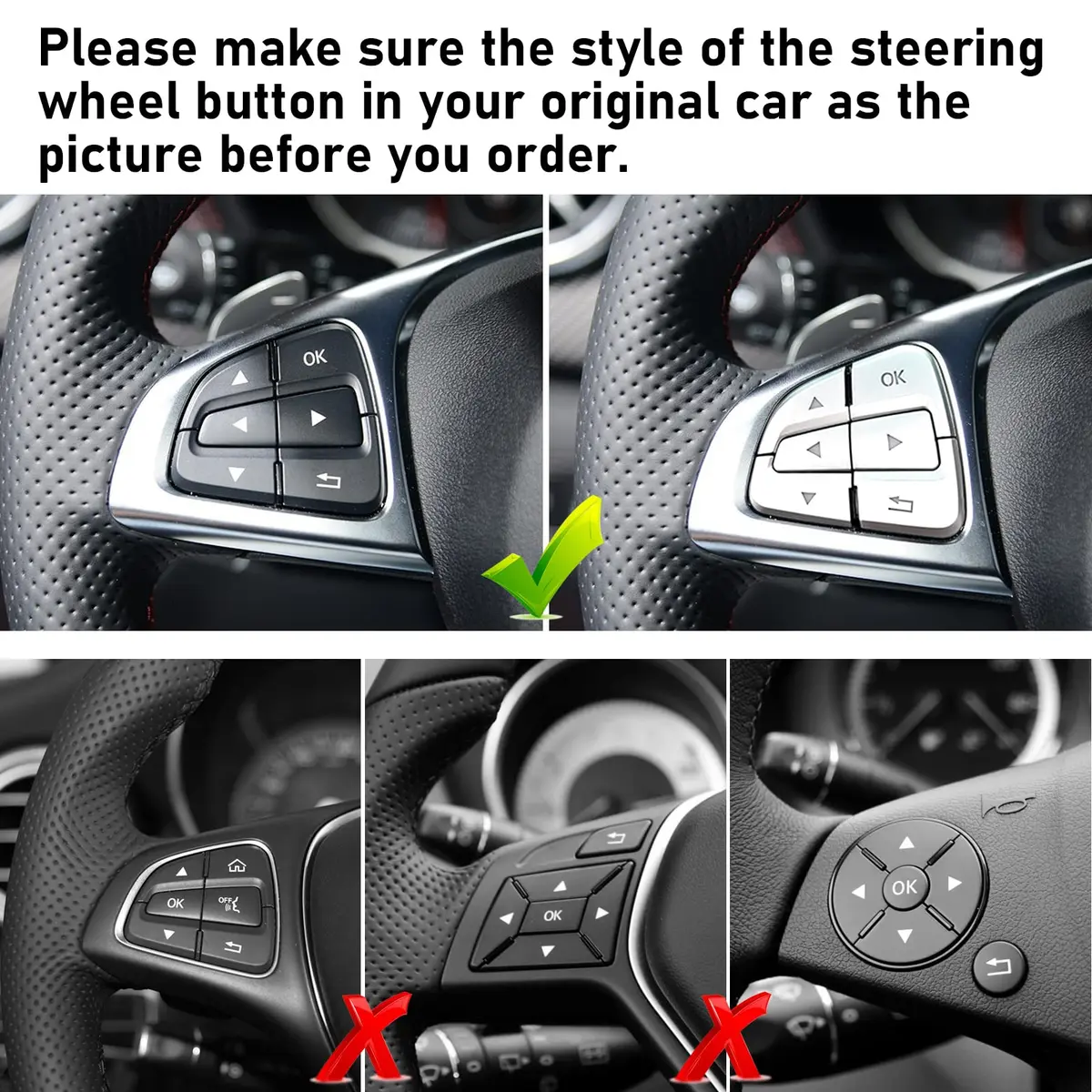 Moonlinks Chrome Steering Wheel Button Covers Trim Stickers for Mercedes Benz A B GLA CLA GLS GLE CLS SL Class (12 Pack) - view 7
