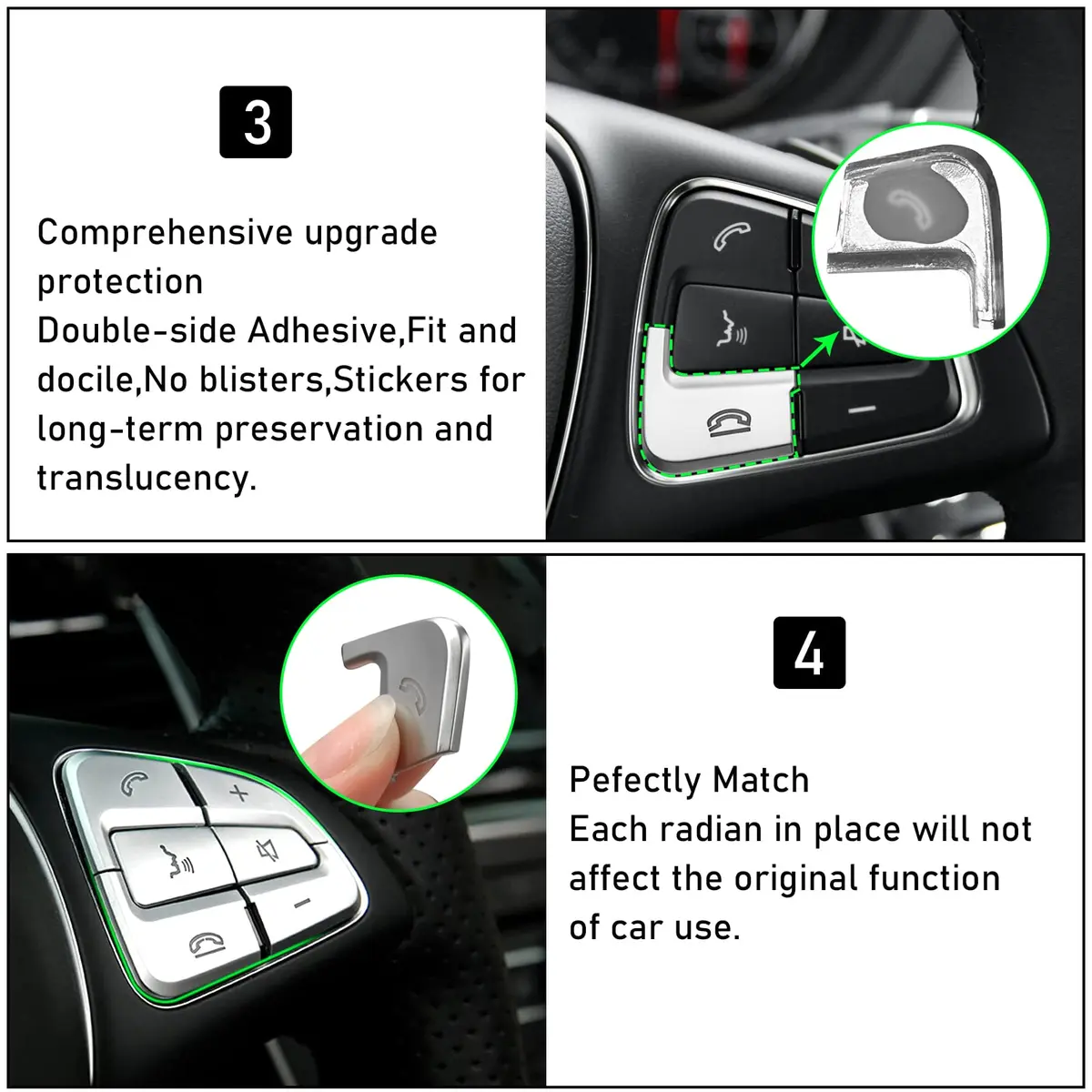 Moonlinks Chrome Steering Wheel Button Covers Trim Stickers for Mercedes Benz A B GLA CLA GLS GLE CLS SL Class (12 Pack) - view 4