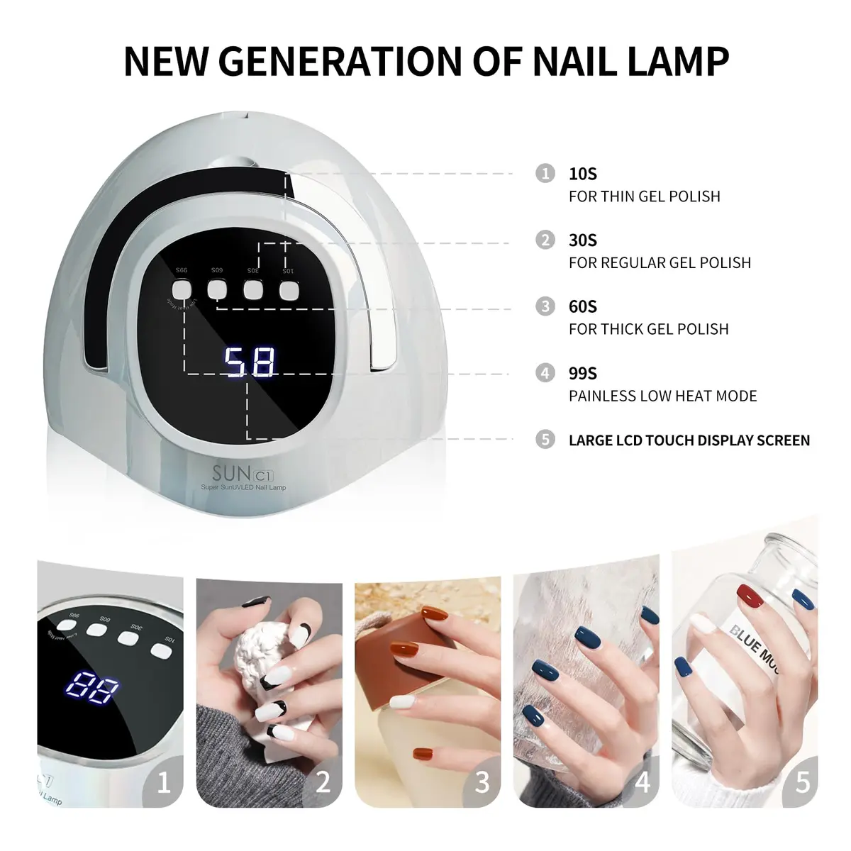 MIRAGE LAYON UV Nail Lamp 288W | Fast Gel Curing for Hands & Feet (70-120 chars) - view 4