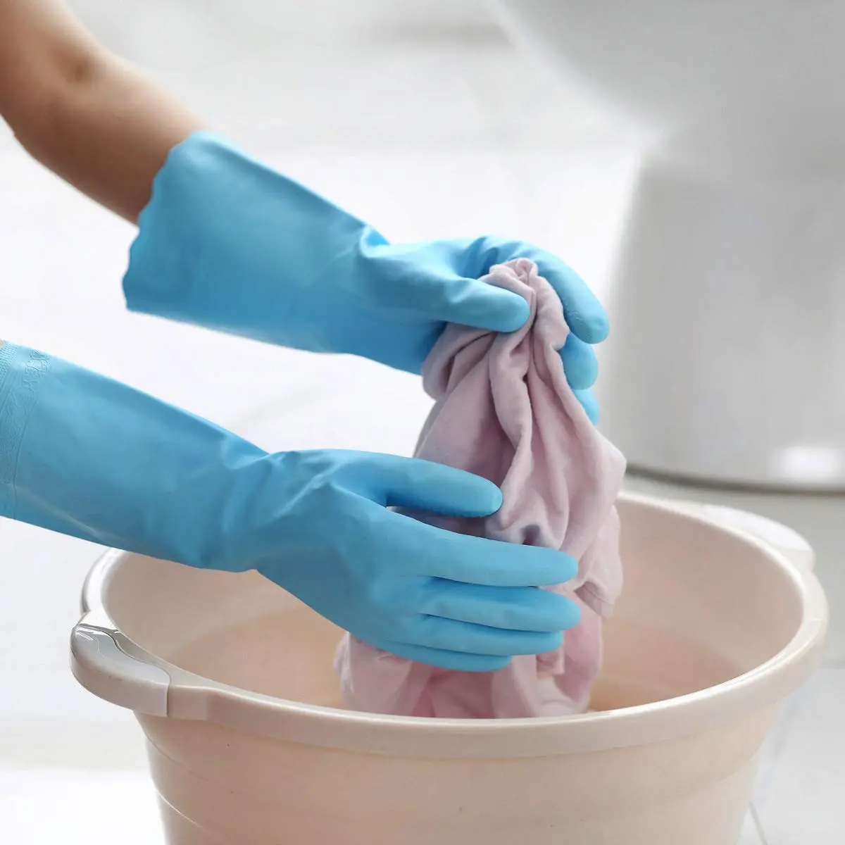 HSL Latex-Free Cleaning Gloves, Cotton Flocked Liner, 2 Pairs, Small (132 g / 4.66 oz) | Reusable Waterproof Household Gloves - view 7