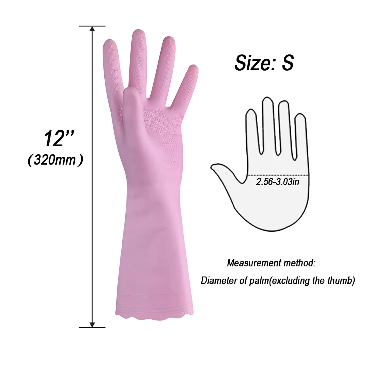 HSL Latex-Free Cleaning Gloves, Cotton Flocked Liner, 2 Pairs, Small (132 g / 4.66 oz) | Reusable Waterproof Household Gloves - view 2