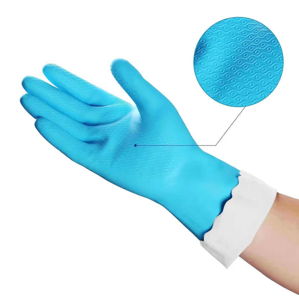 HSL Latex-Free Cleaning Gloves, Cotton Flocked Liner, 2 Pairs, Small (132 g / 4.66 oz) | Reusable Waterproof Household Gloves - view 3