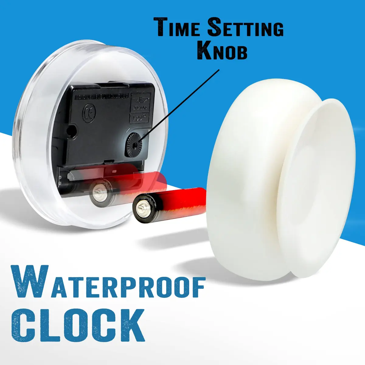Betus Waterproof Bathroom Shower Clock with Large Suction Cup - Silent, Water Proof, Battery Operated Wall Clock for Toilet, Kitchen, Bedroom (White) | Easy Setup Analog Clock - view 2
